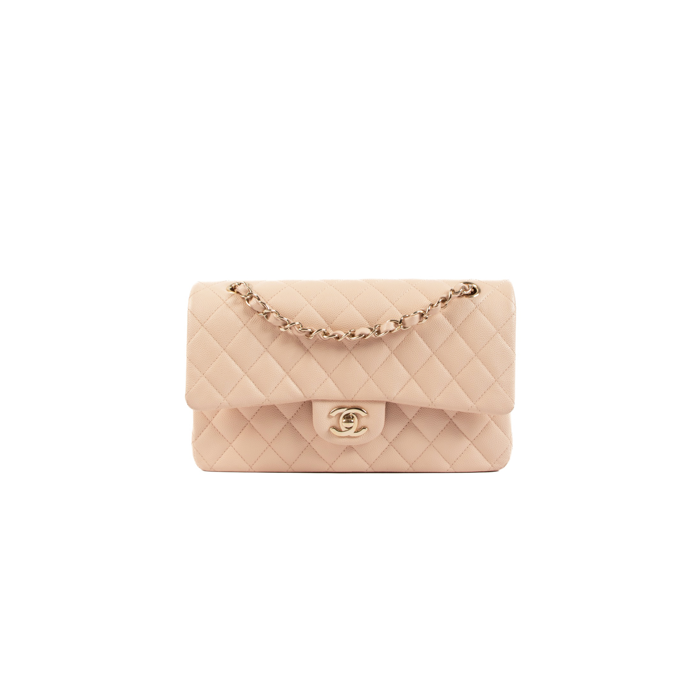 CHANEL LIGHT BEIGE MEDIUM CLASSIC FLAP BAG A01112 (25.5*15.5*6.5cm)